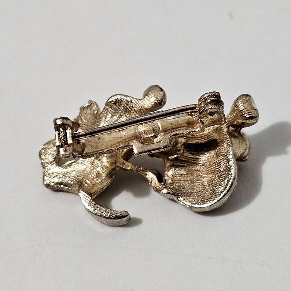 Vintage - Brooch - Gold Tone Dog With Bone - Picture 3 of 6